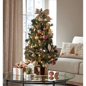 NIB Member's Mark Pre-Lit 32" Holiday Tree & Decorating Kit - Greens & Metallics